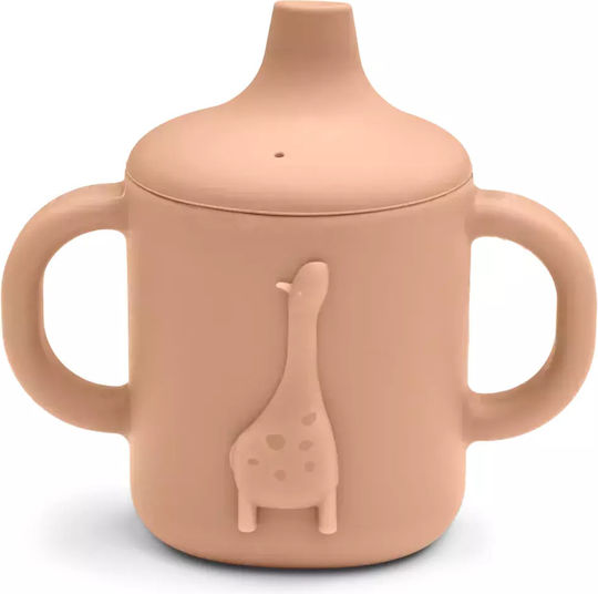 Liewood Παιδικό Ποτηράκι με Λαβές και Καλαμάκι Amelio Sippy Cup από Σιλικόνη Ροζ Giraffe 150ml για 6m+
