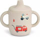 Liewood Baby Cup with Handles and Straw Emergency Vehicle Silicone Beige 150ml for 6m+