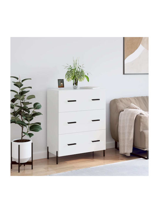 Wooden Chest of Drawers with 3 Drawers White 69...