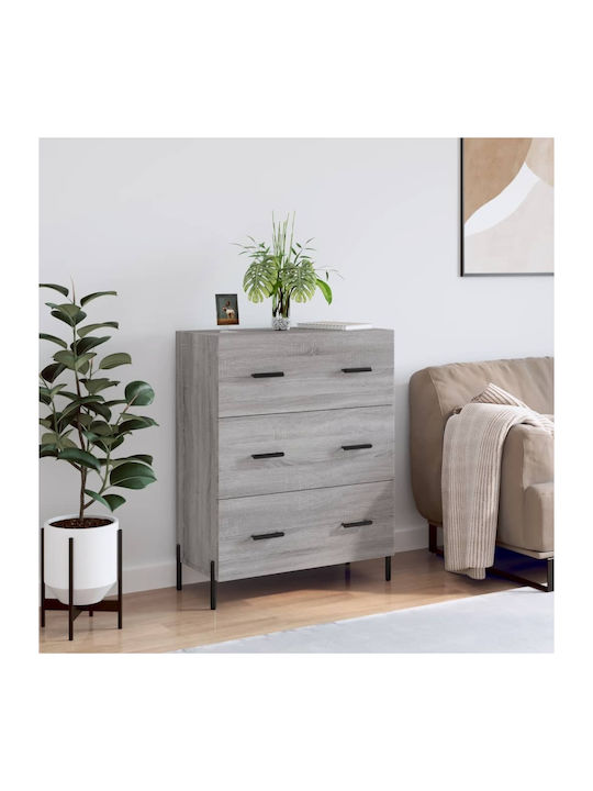 Wooden Chest of Drawers with 3 Drawers Gray 69....