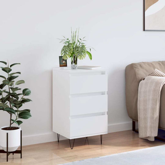Wooden Chest of Drawers with 3 Drawers White 40x35x70cm