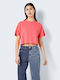 Noisy May Women's Summer Crop Top Cotton Short Sleeve Orange