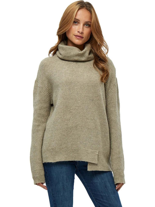 Desires Damen Langarm Pullover Rollkragen Beige