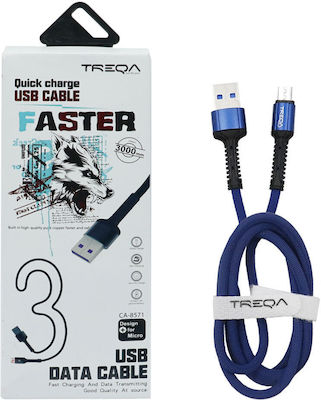 Treqa CA-8571 Regulär USB 2.0 auf Micro-USB-Kabel Blau 3m (CA-8571) 1Stück