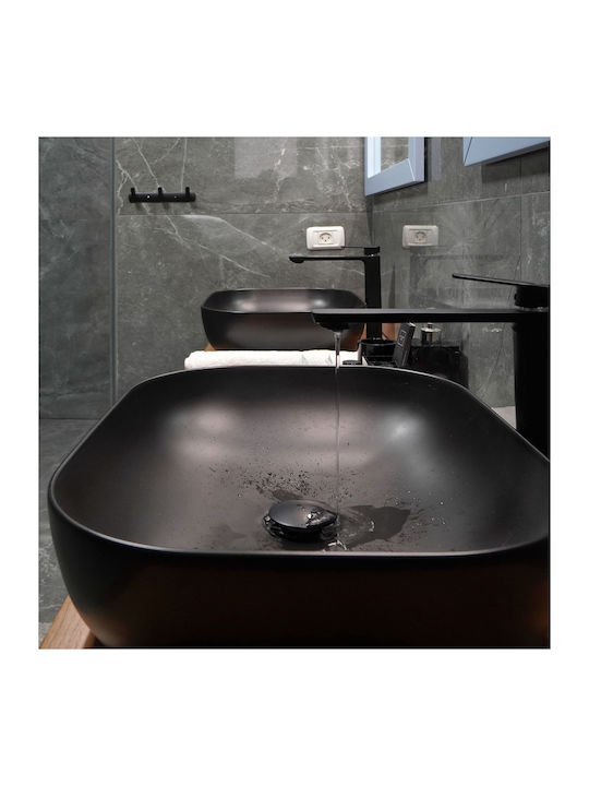 ML-Design Επικαθήμενος Νιπτήρας Κεραμικός 51x40.5x13.5cm Μαύρος
