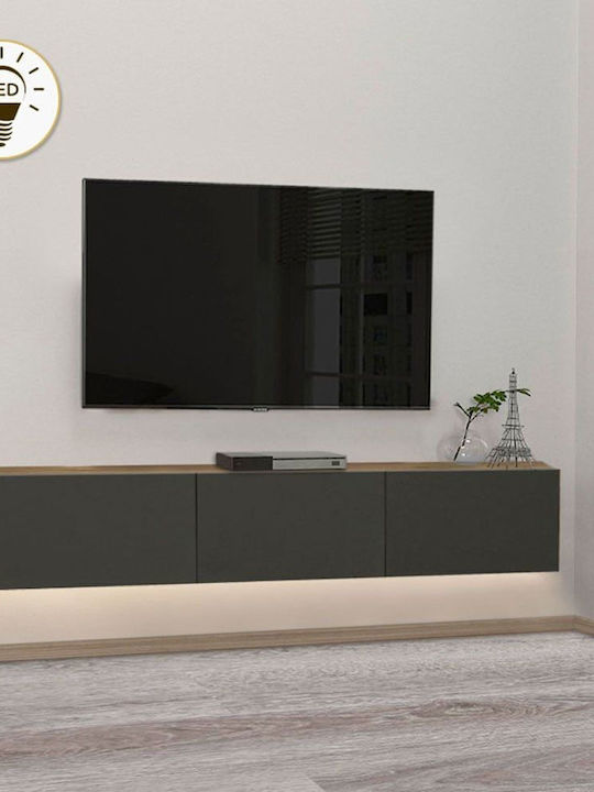 Έπιπλο Τηλεόρασης Damla Sapphire Oak - Ανθρακί Μ180xΠ29.5xΥ29.5cm