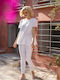 Open Women's Summer Blouse Short Sleeve White