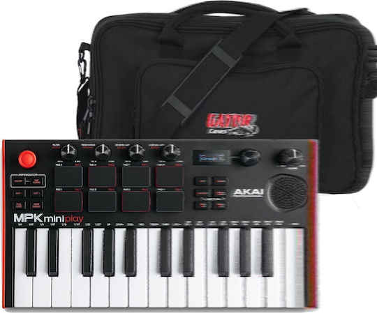 Akai Proffesional Midi-Controller Professional MPK Mini Play MK3 Bundle mit Hülle mit 25 Tasten Schwarz