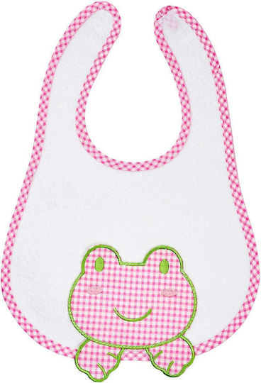 Bunny Bebe Αδιάβροχη Σαλιάρα Υφασμάτινη με Αυτοκόλλητο Λευκό / Ροζ