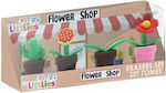 The Littlies Eraser Set for Pencil and Pen Flower Shop 4pcs Flowers