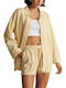 Women's Short Puffer Jacket for Spring or Autumn Beige