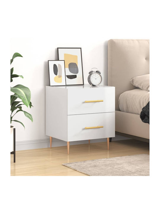 Wooden Bedside Table White 40x35x47.5cm