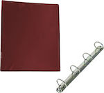 Exas Paper Clipboard with 4 Rings Burgundy 1pcs