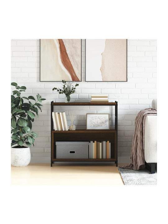 Floor Chipboard / Metal / Plastic Bookcase Walnut 80x30x78.5cm