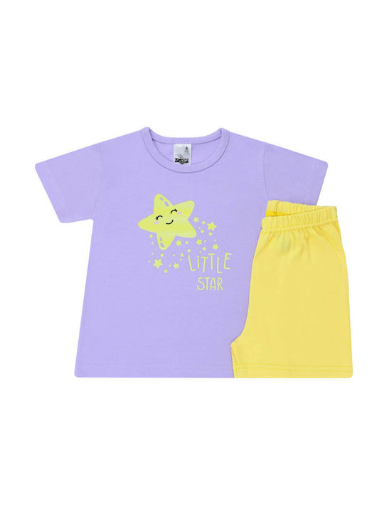 Prod Set Top & Bottom Kids Summer Pyjamas Lilac