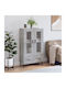 Floor-standing Living Room Display Cabinet made of Wood & Metal with Glass Gray 69.5x31x115cm