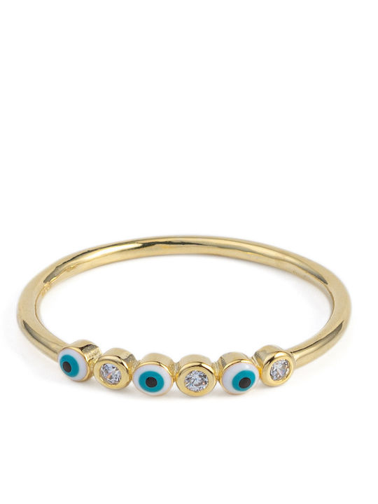 George Art Jewels Γυναικείο Δαχτυλίδι με Ζιργκόν από Ασήμι Επιχρυσωμένο