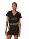 Lynne Women's T-shirt with V Neckline Black