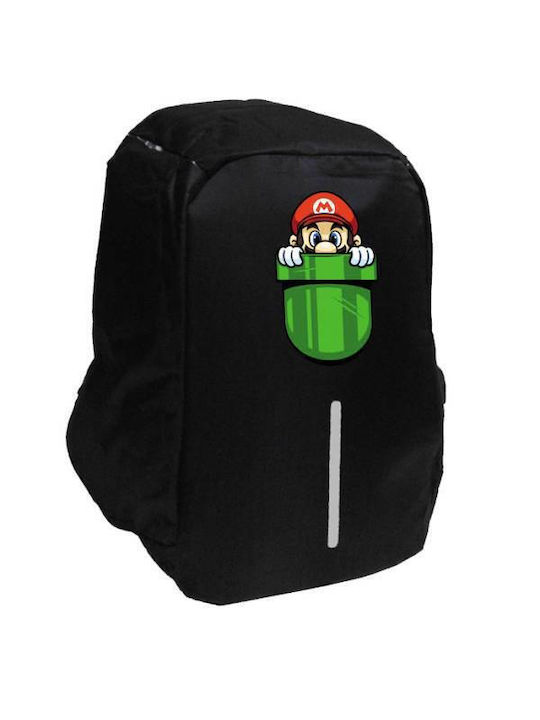 Takeposition Super Mario School Bag Backpack Elementary, Elementary Black with Water Bottle Holder