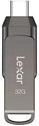 Lexar D400 32GB USB 3.1 Stick cu conexiune USB-C Gri