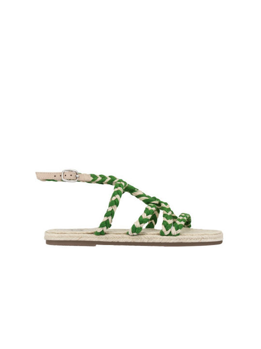 Manebi Rope Damen Flache Sandalen in Grün Farbe
