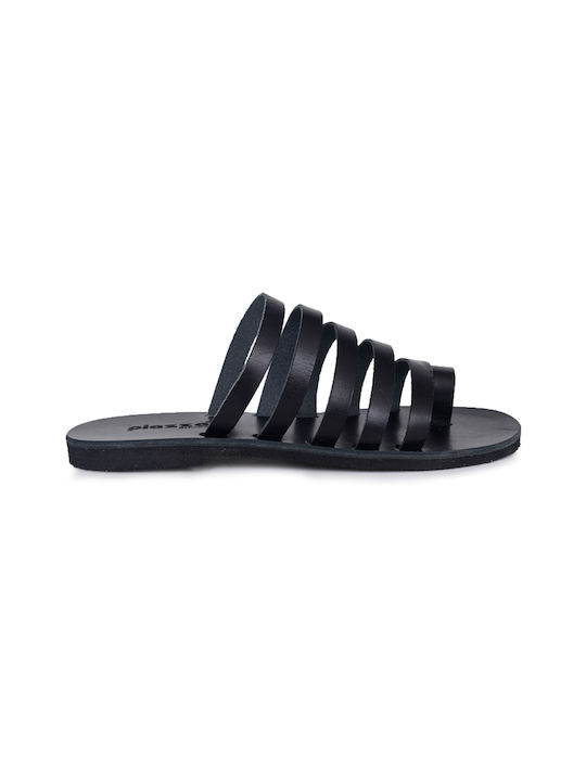 Piazza Shoes Δερμάτινα Γυναικεία Σανδάλια σε Μαύρο Χρώμα