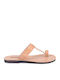 Leather Women's Flat Sandals Beige