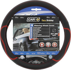 Car+ Car Steering Wheel Cover Hybrid with Diameter 37-39cm Synthetic Black with Red Stitching