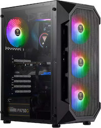 Gamdias AURA GC1 Jocuri Turnul Midi Cutie de calculator cu fereastră laterală și iluminare RGB Negru