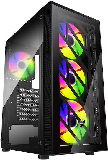 FSP/Fortron CMT192 Gaming Midi Tower Κουτί Υπολογιστή με Πλαϊνό Παράθυρο και RGB Φωτισμό Μαύρο