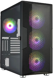 FSP/Fortron CUT592 Jocuri Turnul complet Cutie de calculator cu fereastră laterală și iluminare RGB Negru