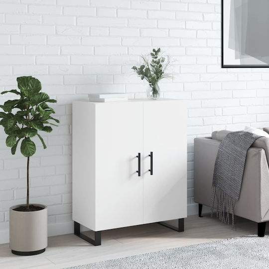 Dulap de Pardoseală pentru Sufragerie din Lemn și Metal, Alb, 69,5x34x90 cm