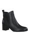 Leather Women's Chelsea Ankle Boots with Medium Heel Black