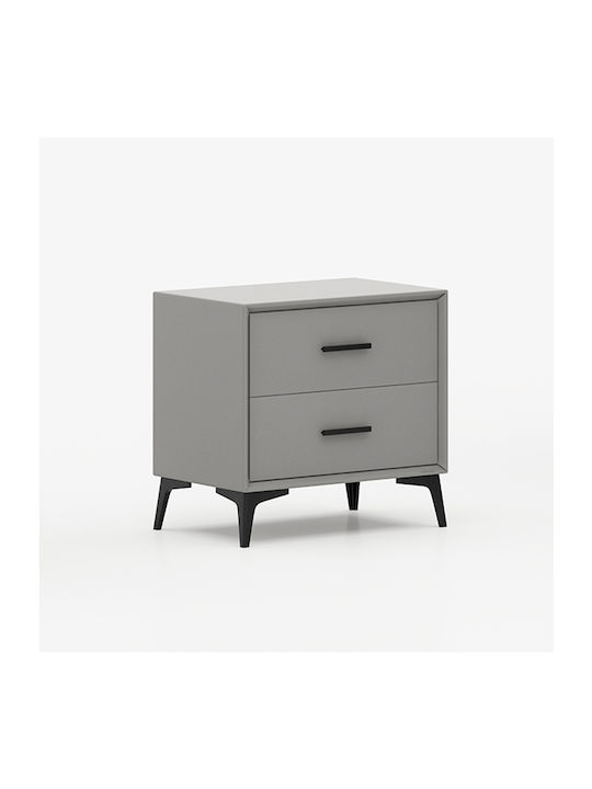 Venla Bedside Table with Fabric Cover Gray 50x40x50cm
