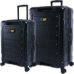 CAT Stealth Travel Suitcases Hard Black with 4 Wheels Set 2pcs