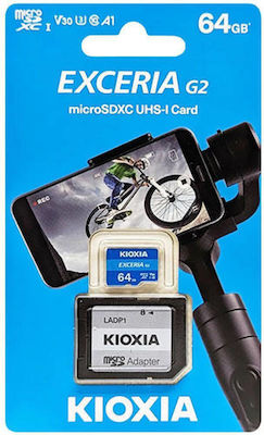 Kioxia Exceria G2 microSDXC 64GB Clasa 10 U3 V30 UHS-I cu adaptor