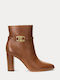 Ralph Lauren Leather Women's Ankle Boots with High Heel Tabac Brown