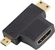Конвертор micro HDMI / mini HDMI мъжки към HDMI женски Черен 1бр 2986