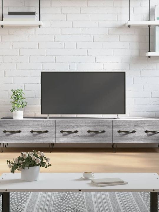 TV Stand from Metal and Wood Gray M150xW36xH30cm