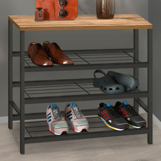 Ξύλινη Dalia με 3 Ράφια Μαύρο / Pine Oak 65x30x67cm GP041-0060,1