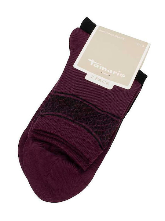 Tamaris Γυναικείες Κάλτσες Burgundy/Black 2Pack