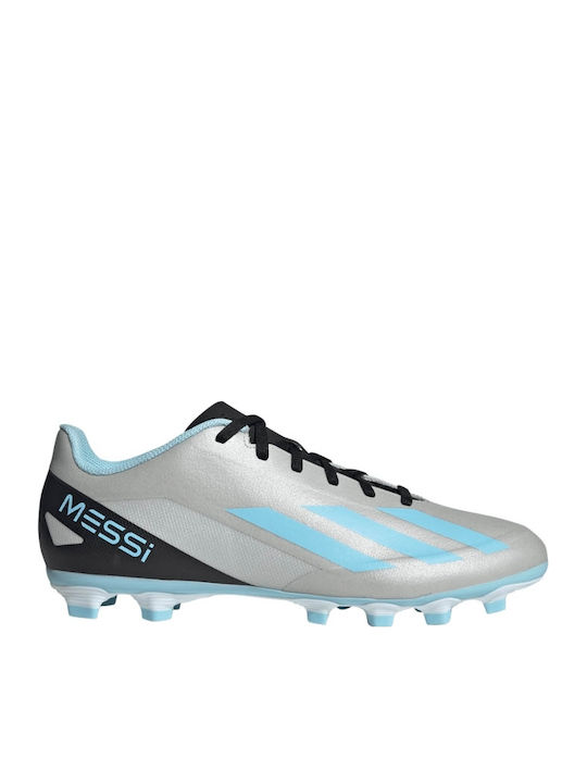 adidas X Crazyfast Messi.4 FxG Футболни Обувки с Бутони Сребрист Металик / Блис Син / Коре Черен