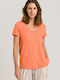 Hanro Γυναικείο T-shirt με V Λαιμόκοψη Πορτοκαλί