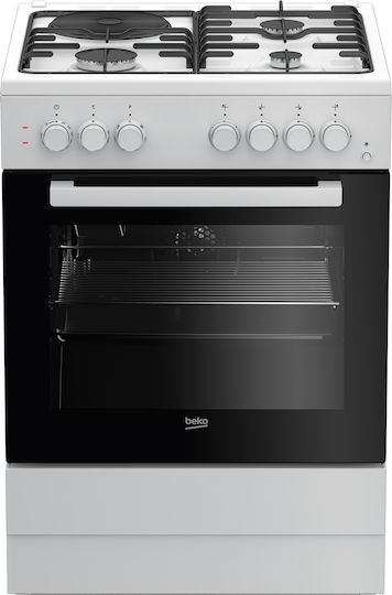 Beko Готварска печка 66лт с котлони на природен газ и ток Ш60см. White