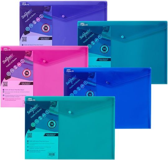 Snopake Folder with Button for Paper A3 (Μiscellaneous colours)