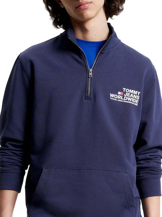 Tommy Hilfiger Men's Long Sleeve Sweater with Zipper Blue