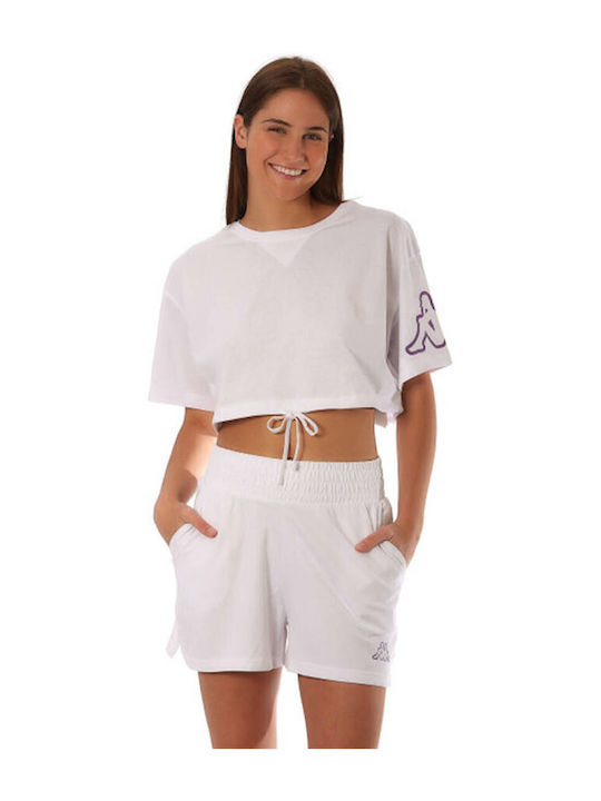 Kappa Femeie Supradimensionat Crop Tricou Alb