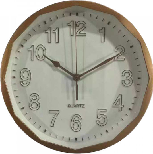 Ρολόι Τοίχου Πλαστικό Χρυσό Ø26cm