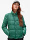 Women's Short Puffer Jacket Waterproof for Spring or Autumn Green