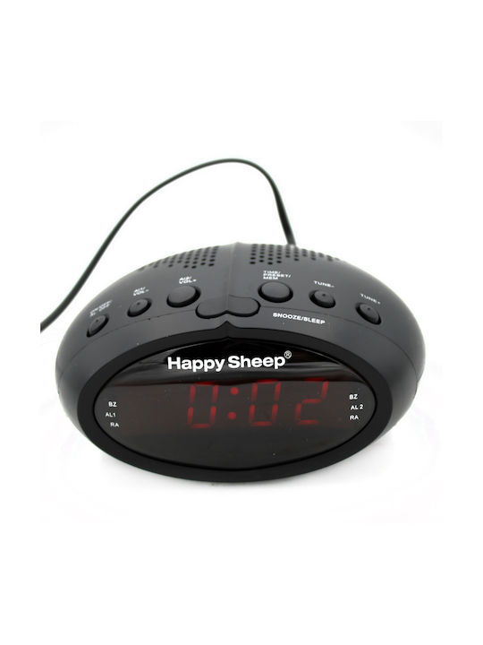 Tabletop Digital Clock with Alarm & Radio Red 10DIS04